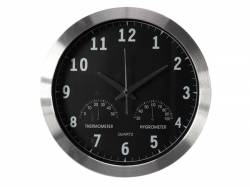 RELOJ MURAL DCF TERMOMETRO HIGROMETRO ALUMINIO Ø 35 CM