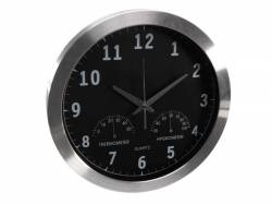 RELOJ MURAL DCF TERMOMETRO HIGROMETRO ALUMINIO Ø 35 CM