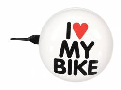 TIMBRE DE BICICLETA I LOVE MY BIKE Ø 8 CM COLOR BLANCO