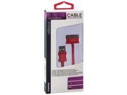 CABLE LIGHTNING (30 CLAVIJAS, MACHO) A USB A ROJO 1M