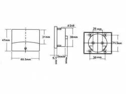 MEDIDOR DE PANEL ANALÓGICO CORRIENTE 10A DC 60 X 47MM