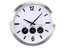 RELOJ DE PARED DE ALUMINIO Y 3 HUSOS HORARIOS Ø 45.5 CM