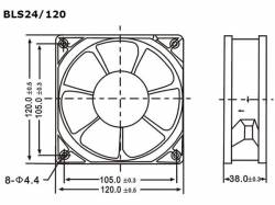 VENTILADOR 24VDC COJINETE LISO 120 X 120 X 38MM