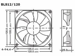 VENTILADOR 12VDC COJINETE LISO 120 X 120 X 25MM