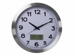 RELOJ ALUMINIO LCD TERMÓMETRO HIGRÓMETRO PRONÓSTICO TIEMPO Ø 35 CM