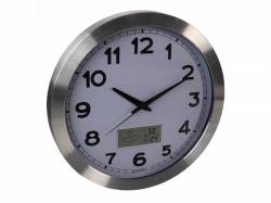 RELOJ ALUMINIO LCD TERMÓMETRO HIGRÓMETRO PRONÓSTICO TIEMPO Ø 35 CM