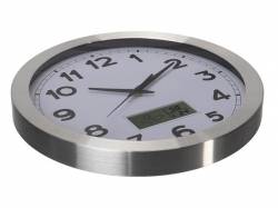 RELOJ ALUMINIO LCD TERMÓMETRO HIGRÓMETRO PRONÓSTICO TIEMPO Ø 35 CM