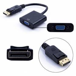 ADAPTADOR CONVERTIDOR CABLE DISPLAYPORT DP MACHO A VGA HEMBRA HDTV 1080P