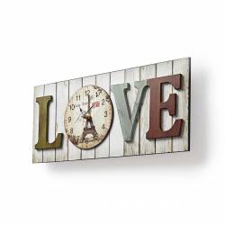 RELOJ DE PARED DE MADERA CON MARCO AMOR LOVE