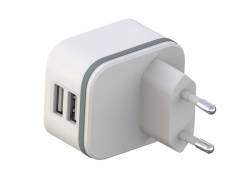 CARGADOR COMPACTO 2 CONEXIONES USB 5 V 3.4A 17W.