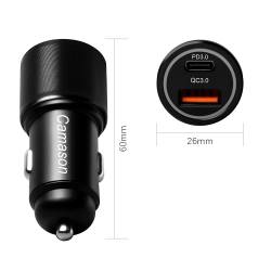 CARGADOR RAPIDO COCHE ADAPTADOR 45W USB TIPO C IPHONE XIAOMI HUAWEI 24V/12V