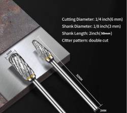 JUEGO 10 FRESAS ROTATIVAS, METAL DURO PARA ACCESORIOS DE HERRAMIENTAS ROTATIVAS DREMEL CON VáSTAGO DE 1/8 PARA BRICOLAJE DE BARPINTERíA, PULIDO, TALADRADO