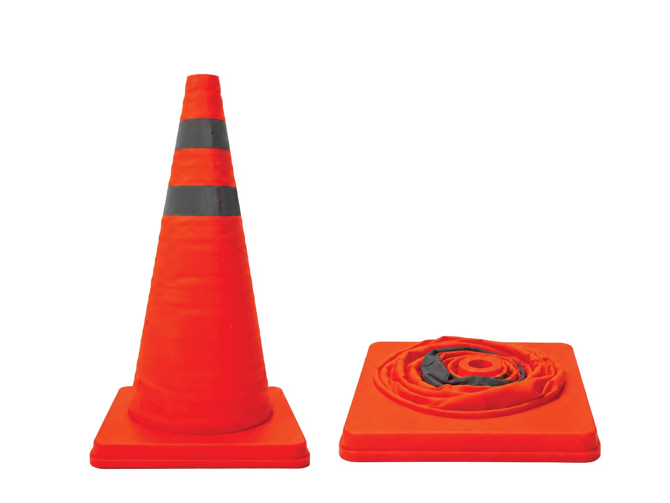 CONO DE SEñALIZACIóN PLEGABLE 45 CM, NARANJA GRIS REFLECTANTE, CON BASE PP