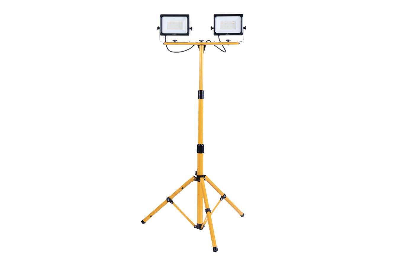 FOCO LED CON 2 LUCES CON TRIPODE 100W 11000 LUMEN IP65, LUZ DE TRABAJO 4000K