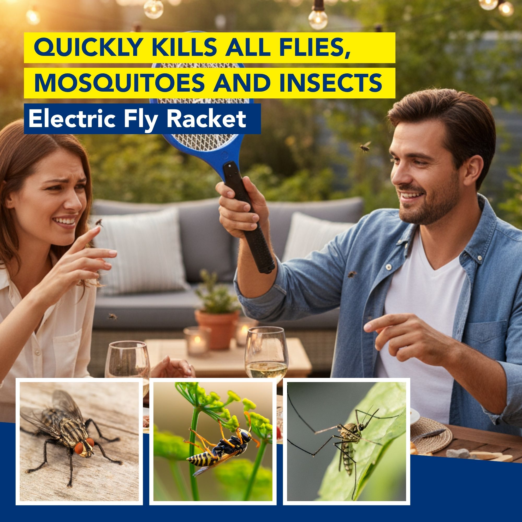 RAQUETA ELéCTRICA MATA MOSCAS USB RECARGABLE, POTENTE MATAMOSQUITOS Y ATRAPAMOSCAS