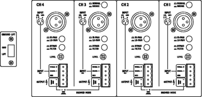 Amplificadores estéreo multicanal con limitador integrado