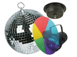 JUEGO ILUMINACIÓN DISCO PAR36 5 COLORES BOLA ESPEJOS 20Ø MOTOR