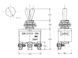 INTERRUPTOR DE PALANCA MAXI SPDT ON-OFF-ON 10A 250V