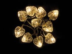 CADENA LUZ LEDS CORAZONES METAL BLANCO CÁLIDO