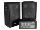 JUEGO SONIDO MESA AUTOAMPLIFICADA + 2 ALTAVOCES 150W RMS