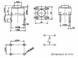 PULSADOR DE CONTACTO 6 X 6MM ALTURA 4.3MM