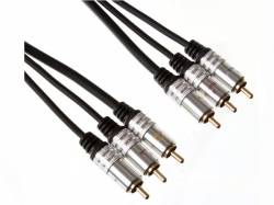 CABLE RCA AUDIO VÍDEO 3 X RCA MACHO A 3 X RCA MACHO DORADO 10 METROS