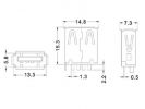 CONECTOR USB TIPO A HEMBRA CONECTOR SIMPLE 180º