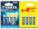 PILA ALCALINA LR03 AAA 1.5V HIGH ENERGY JUEGO PROMOCIONAL 8 UNIDADES